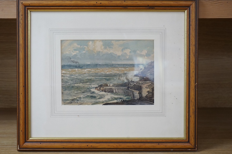 Samuel John Lamorna Birch RA RWS (1869-1955), watercolour, ‘South East Wind’, signed and dated 1941, The Fine Arts Society inscribed label verso, 15 x 22cm. Condition - fair